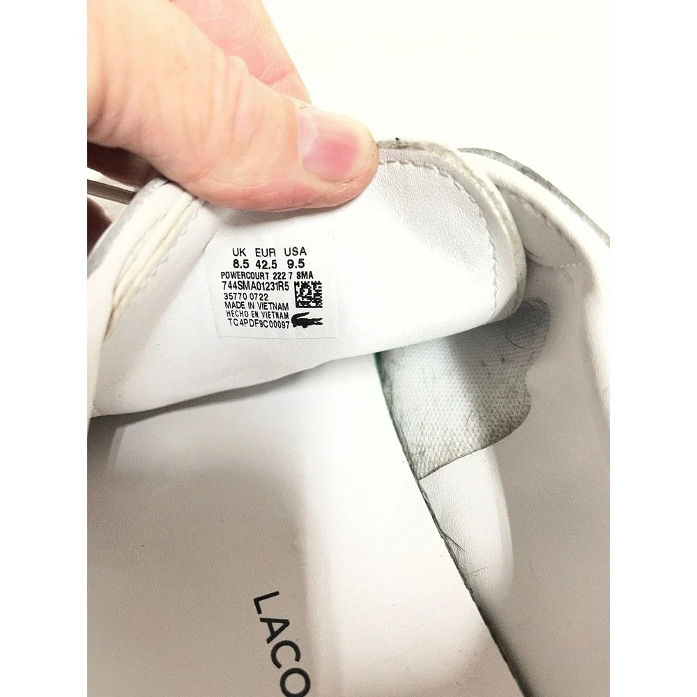 Lacoste Sneakers shoes White Green Crocodile Logo Lace Up Low Top Mens Size 9.5‎